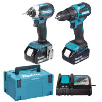 Makita DLX2537TJ - Set DHP490 + DTD153 + 2 x BL150B, 5 Ah + DC18RC + valiza Makpac