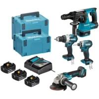 Makita DLX4195JX1 - Set DHP489Z+DGA504Z+DHR243Z+DTD173Z+3buc BL1850B+DC18RC si 2 valize Makpac